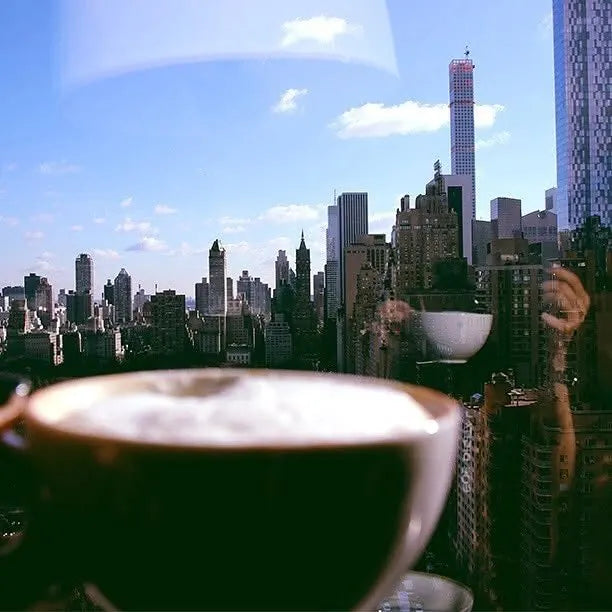 Cappuccino with the Manhattan skyline