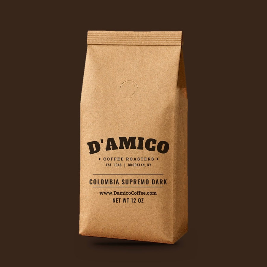 Colombia Supremo Dark, 12 oz bag of D'Amico coffee