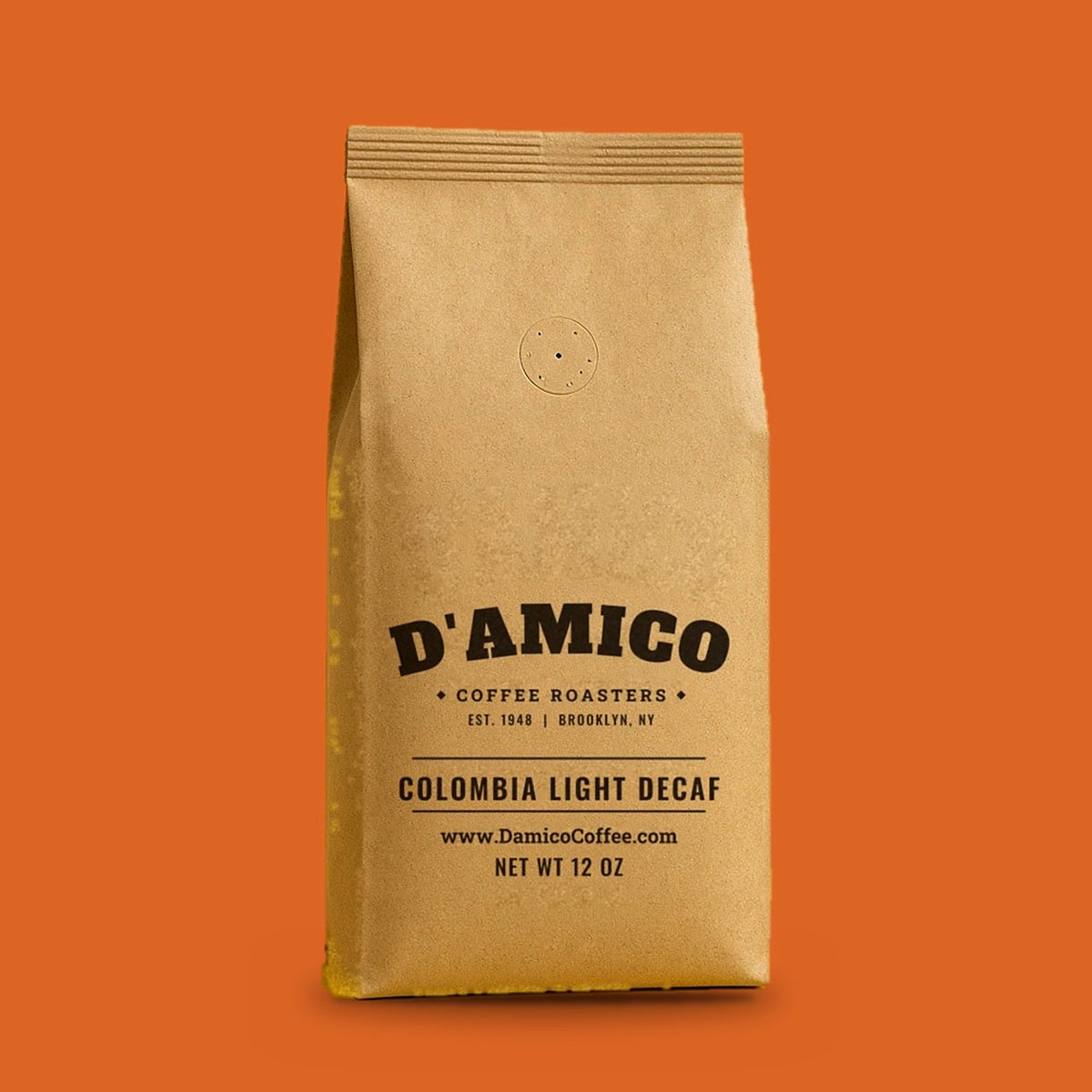 Colombia Light Decaf, 12 oz bag of D'Amico coffee